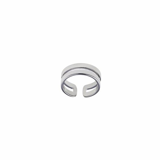 Foto de Anillo doble liso plano de plata baño rodio