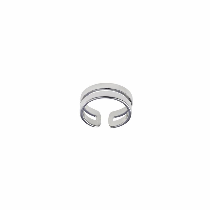 Picture of Anillo doble liso plano de plata baño rodio