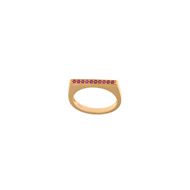 Picture of Anillo rectangular de plata baño oro amarillo satinado y circonitas rosas