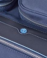 Foto de Mochila de piel y detalles en tejido tecno azul con compartimentos