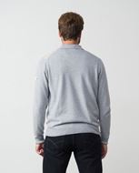 Foto de Jersey combinado rayas-liso de cuello camisero en lana cashmere