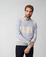 Foto de Jersey combinado rayas-liso de cuello camisero en lana cashmere