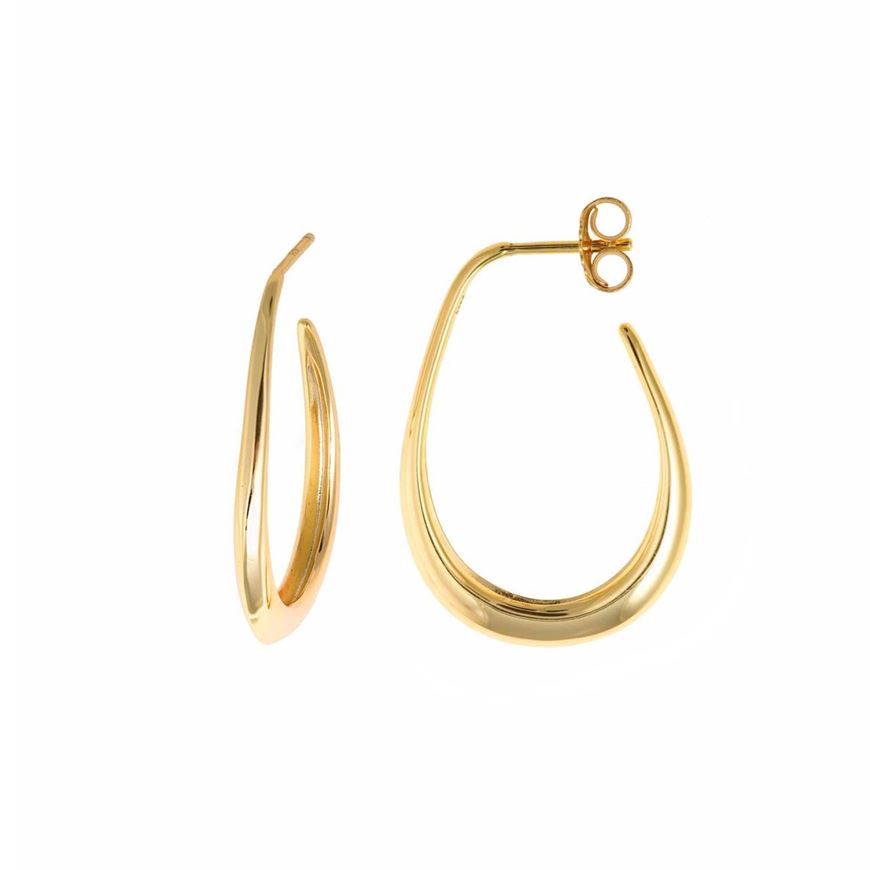 Foto de Pendientes plata baño oro ovalo liso