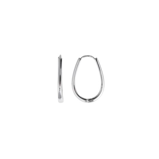 Foto de Pendientes aro ovalado de plata baño rodio liso