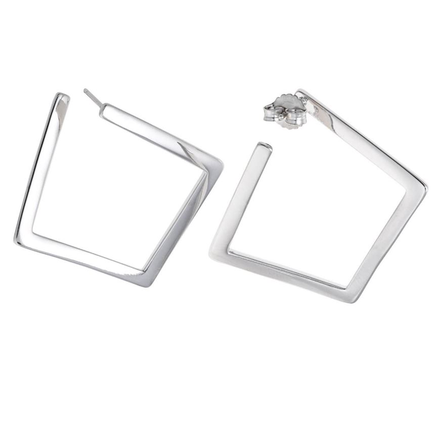 Foto de Pendientes de plata baño rodio cuadrado irregular liso