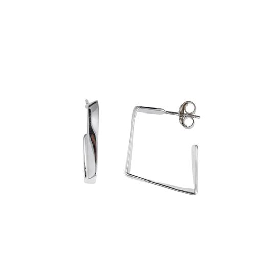 Foto de Pendientes de plata baño rodio cuadrado irregular liso