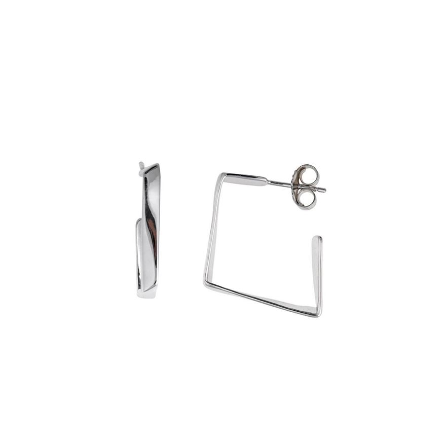 Foto de Pendientes de plata baño rodio cuadrado irregular liso