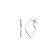 Foto de Pendientes Hoops de plata baño rodio cuadrado irregular liso