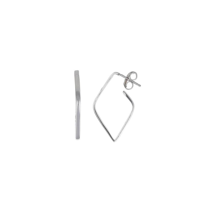 Foto de Pendientes Hoops de plata baño rodio cuadrado irregular liso