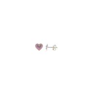 Foto de Pendientes de plata baño rodio corazón con esmalte rosa y circonitas multicolor