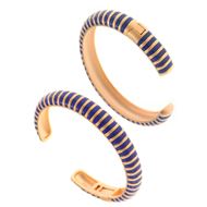 Foto de Pulsera caña de plata baño oro vetas con esmalte azul