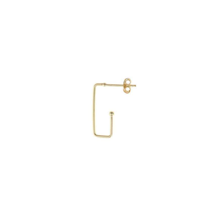 Foto de Pendiente aro suelto rectangular de plata baño de oro 20mm 