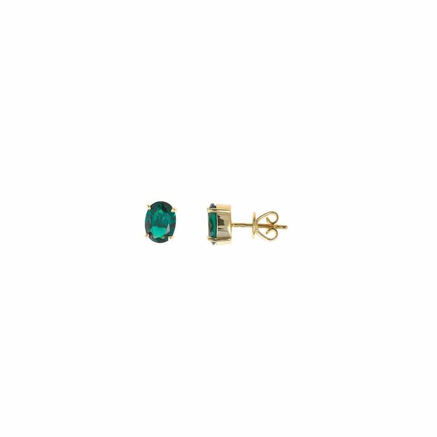 Foto de Pendientes de plata baño oro óvalo verde esmeralda