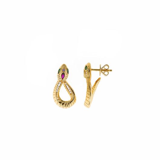 Picture of Pendientes de plata baño rodio serpiente enroscada con circonitas