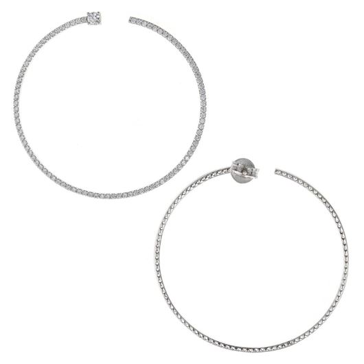 Picture of Pendientes aro de plata baño rodio con circonitas