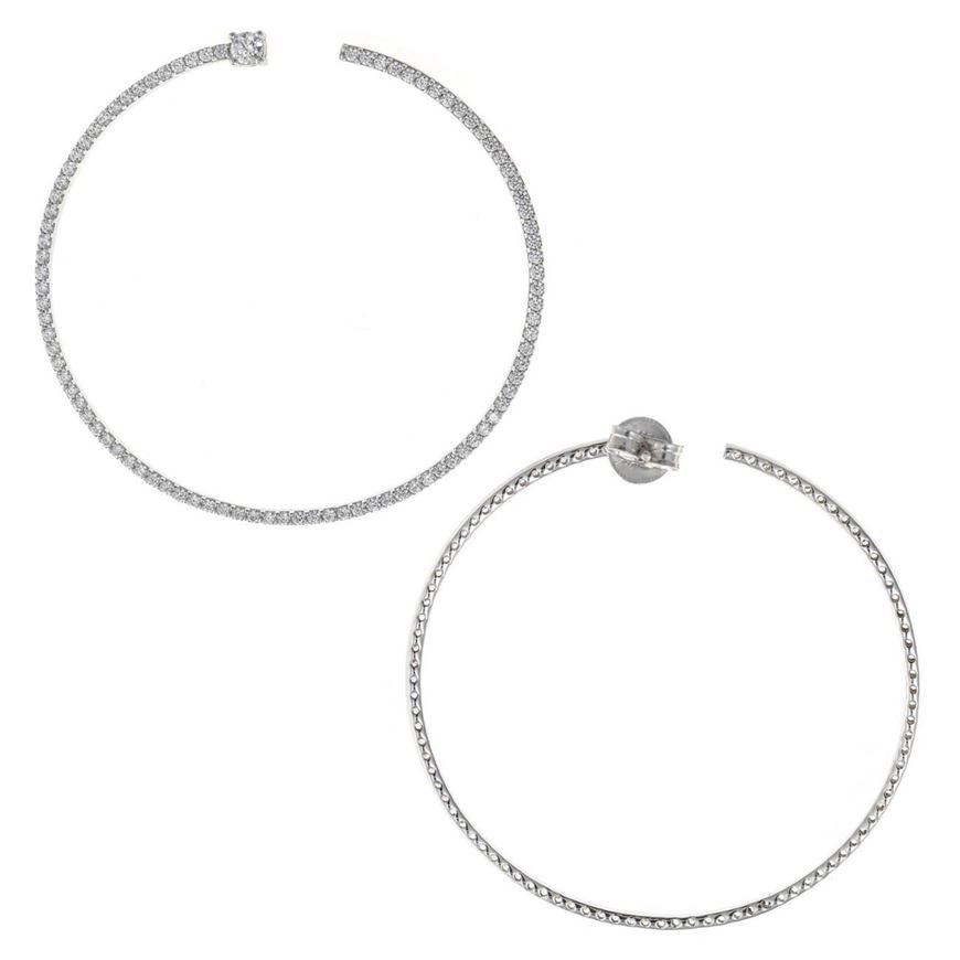 Foto de Pendientes aro de plata baño rodio con circonitas