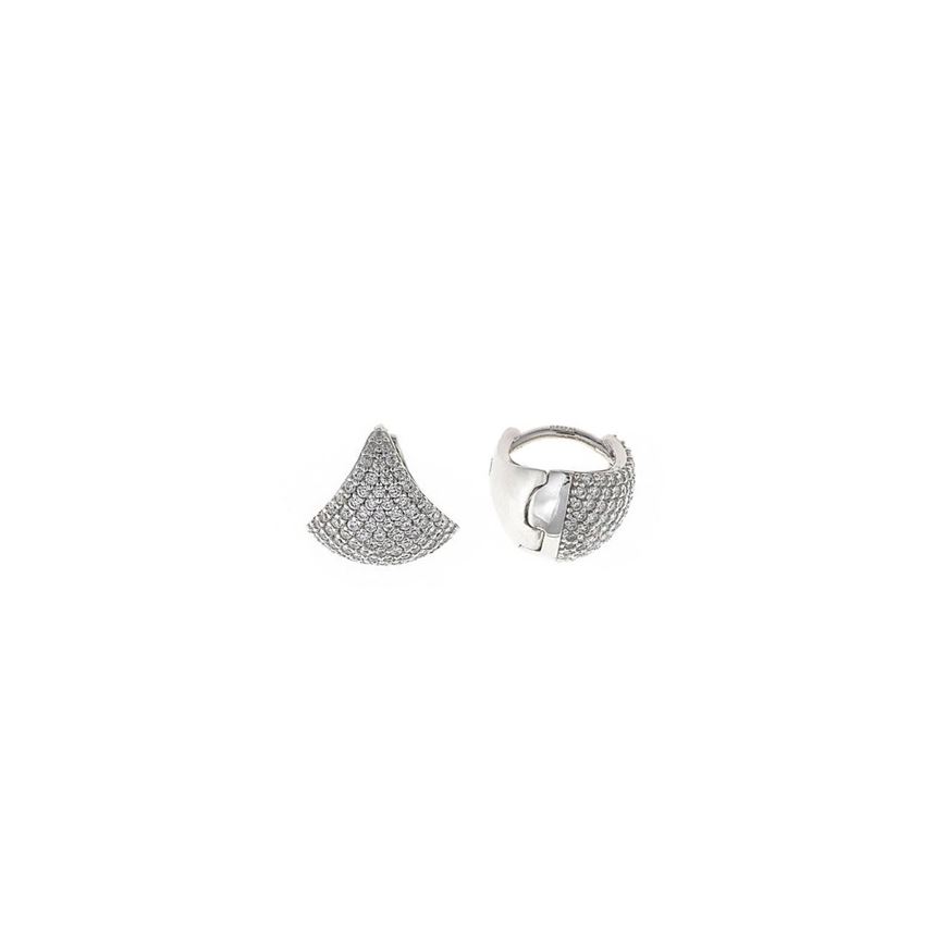 Foto de Pendientes aro de plata baño rodio triangulo con circonitas