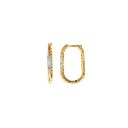 Picture of Pendientes aro ovalado de plata baño oro con circonitas