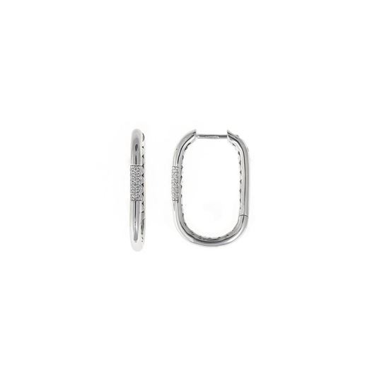 Picture of Pendientes aro ovalado de plata baño rodio con circonitas