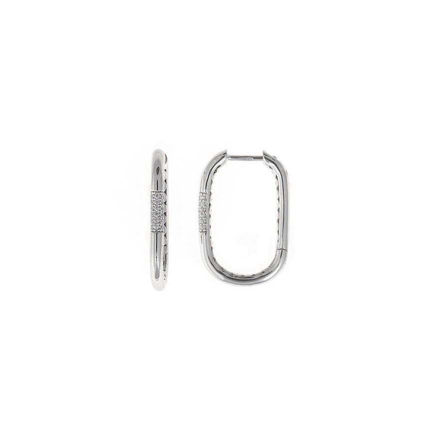 Foto de Pendientes aro ovalado de plata baño rodio con circonitas