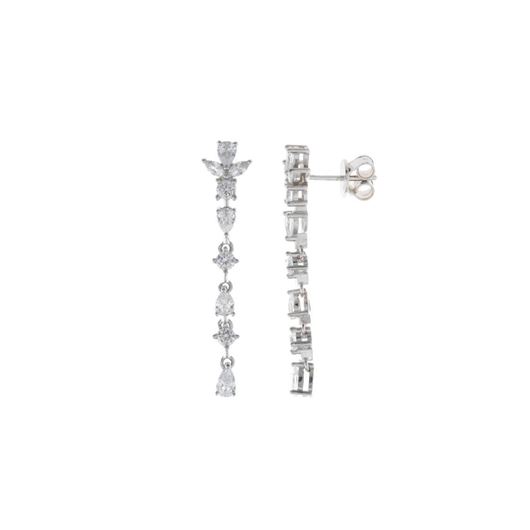 Picture of Pendientes tira de plata y circonitas blancas brillantes