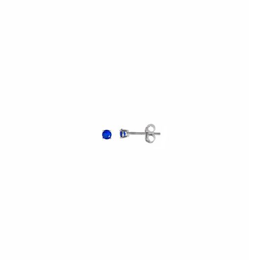 Foto de Pendientes punto de luz 3mm en plata con circonitas azul zafiro