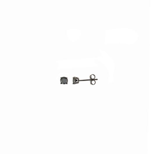 Picture of Pendientes punto de luz 4mm en plata y baño de rutenio con circonitas negras