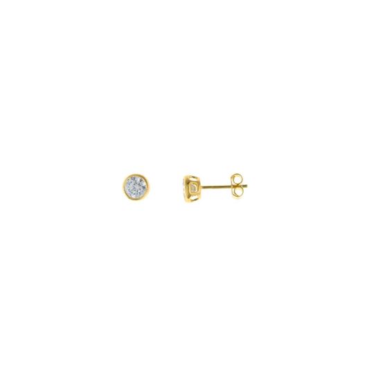 Foto de Pendientes de plata baño oro punto de luz estilo chatón 5mm