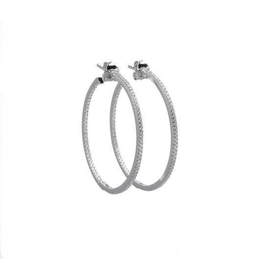 Foto de Pendientes aro de plata baño rodio con circonitas 40mm