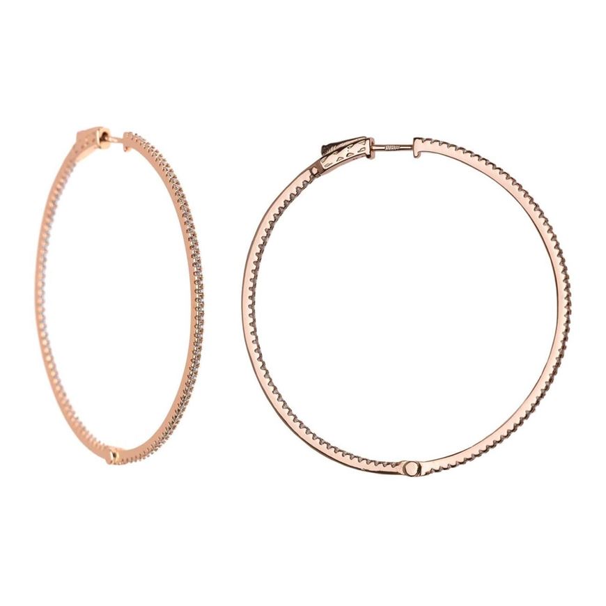 Foto de Pendientes de plata baño rosa con circonitas 45mm