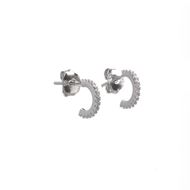 Foto de Pendientes medio aro de plata baño rodio con circonitas