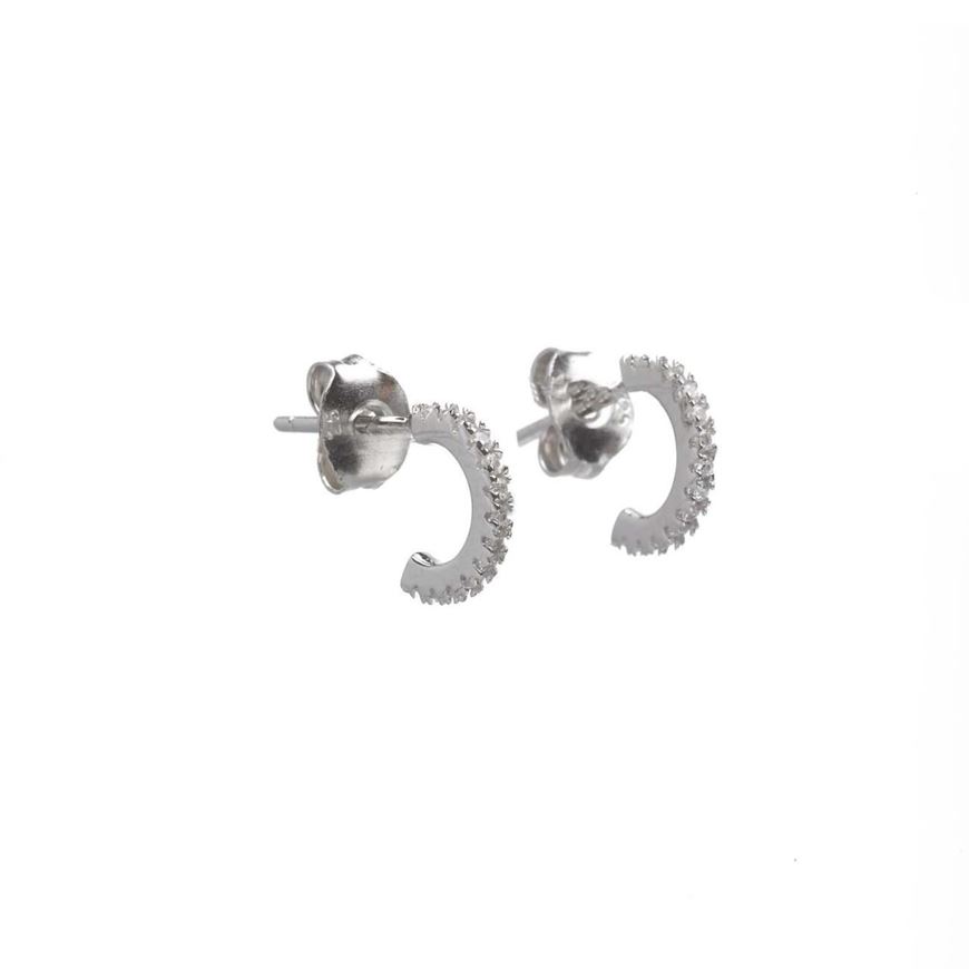 Foto de Pendientes medio aro de plata baño rodio con circonitas