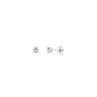 Foto de Pendientes de plata baño rodio punto de luz cuatro garras 5mm