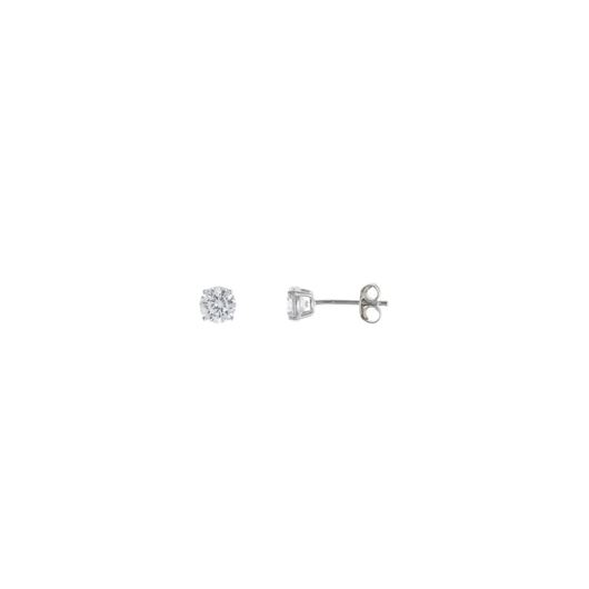 Foto de Pendientes de plata baño rodio punto de luz cuatro garras 5mm