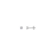 Foto de Pendientes de plata baño rodio punto de luz cuatro garras 4mm