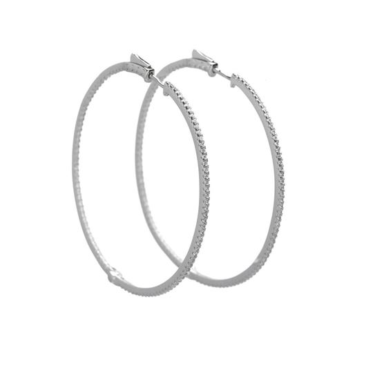 Picture of Pendientes aro de plata baño rodio con circonitas 45mm