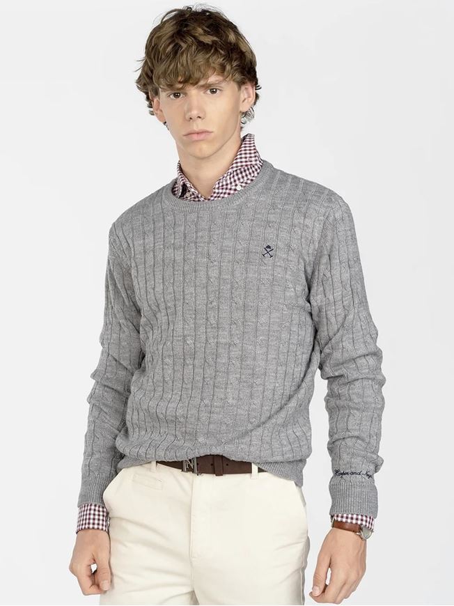 Foto de Jersey Blarney Castle de punto gris medio con logo mini