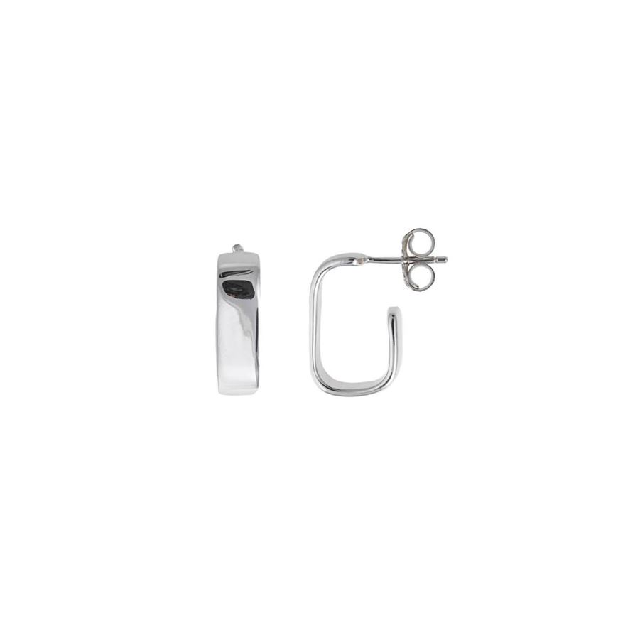 Foto de Pendientes aro rectangular de plata baño rodio 