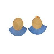 Foto de Pendientes plata baño oro con circulo y rombo azul