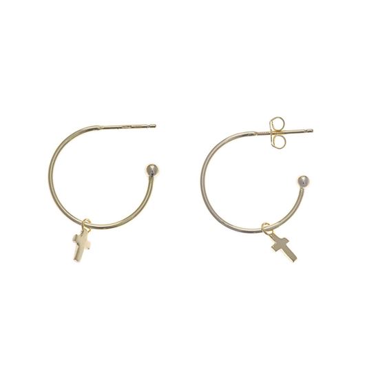 Picture of Pendientes de plata baño oro con cruz
