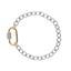 Foto de Pulsera de plata rodiada con eslabones oval y motivo centro bicolor