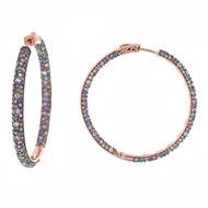 Foto de Pendientes de plata aro con baño oro rosa con circonitas multicolor