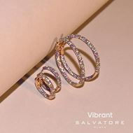 Foto de Pendientes de plata aro con baño oro rosa con circonitas multicolor