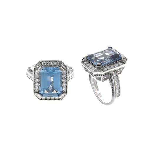 Foto de Sortija plata rectangular con espinela azul