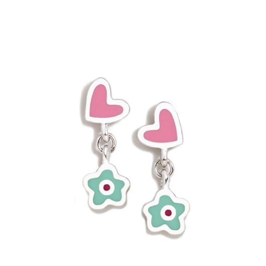 Picture of Pendientes Degradeé flor y corazón rosa/verde