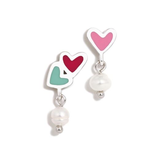 Picture of Pendientes Degradeé corazón y perla multicolor