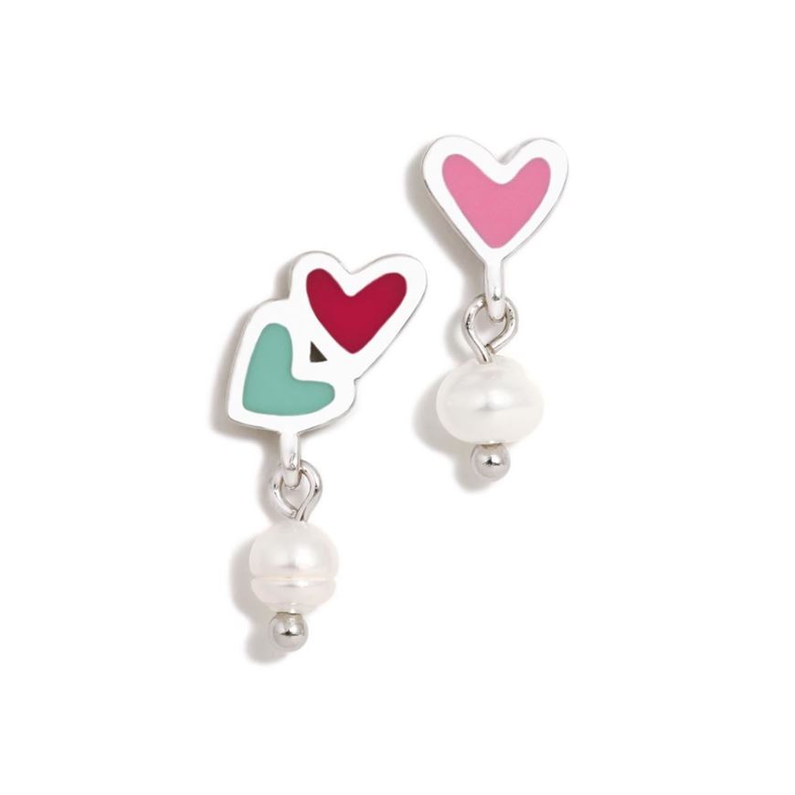 Foto de Pendientes Degradeé corazón y perla multicolor
