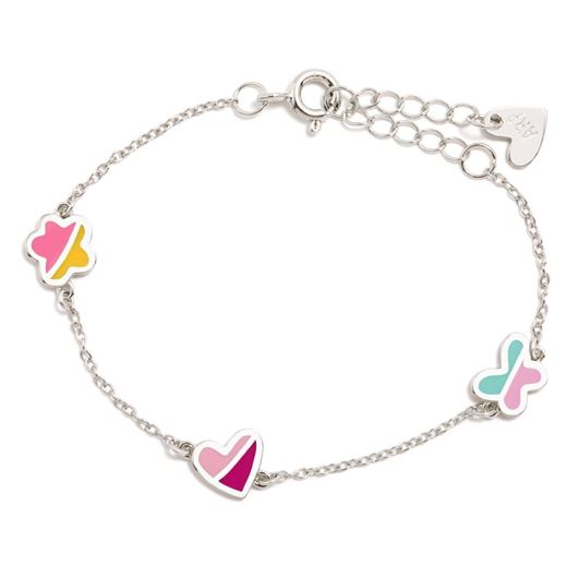 Foto de Pulsera Block mariposa, corazón y flor multicolor