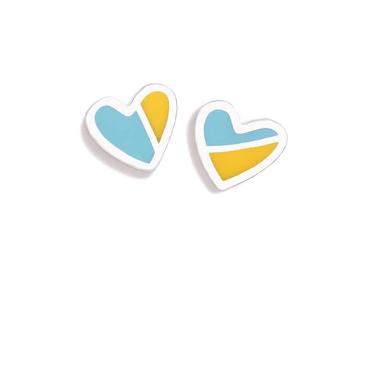 Picture of Pendientes Block corazón azul/amarillo 
