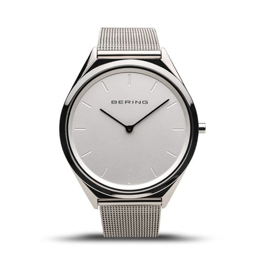 Foto de Reloj unisex ultra slim esfera y malla plateada 39mm
